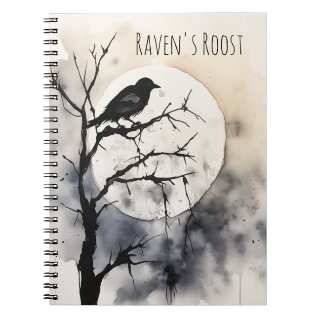 Moonlit Sentinel: The Raven's Perch Notebook (Front)