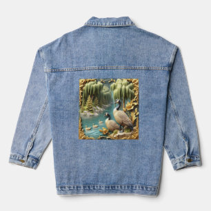 Moonlit Serenity A Slumbering Wolf Denim Jacket