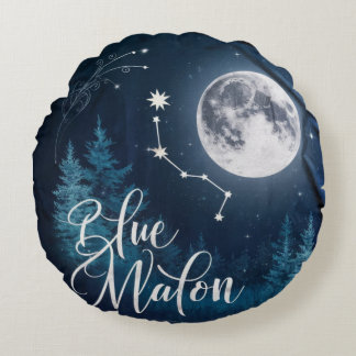 Moonlit Serenity Pillow. Round Cushion
