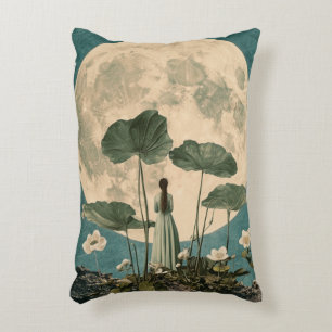 Moonlit Serenity – Vintage Lotus Scene Decorative Cushion