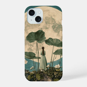 Moonlit Serenity – Vintage Lotus Scene iPhone 15 Case
