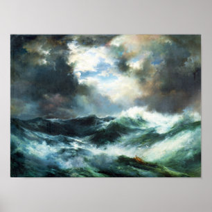 Moonlit Shipwreck at Sea Poster