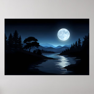 Moonlit Silence – Serene Landscape Poster