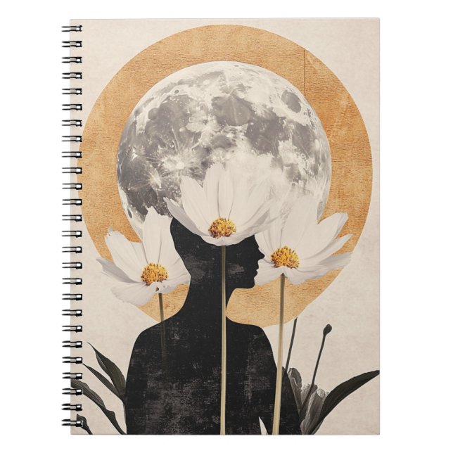 Moonlit Silhouette - Boho Vintage Elegance Notebook (Front)