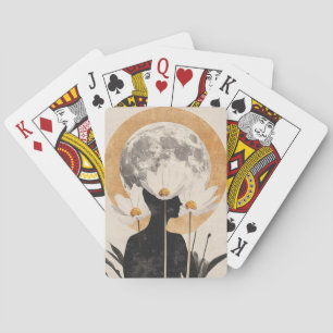 Moonlit Silhouette - Boho Vintage Elegance Playing Cards