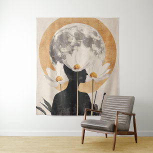 Moonlit Silhouette - Boho Vintage Elegance Tapestry