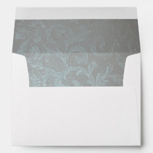 Moonlit Silver Blue Pattern Wedding Lined Envelope