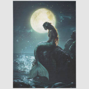 Moonlit Siren Mermaid Decoupage Tissue Paper