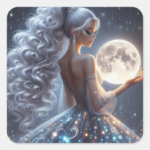 Moonlit Siren Square Sticker