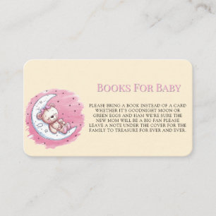 Moonlit Snuggles: A Bear’s Dream Girl Baby Shower Enclosure Card