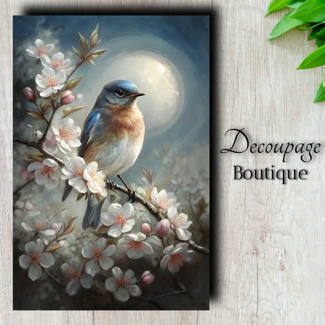 Moonlit Songbird Decoupage Tissue Paper (Moonlit Songbird Decoupage Tissue Paper)