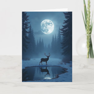 Moonlit Stag Christmas Card