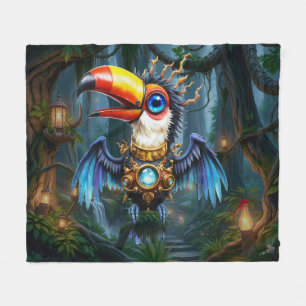 Moonlit Steampunk Toucan. Fleece Blanket
