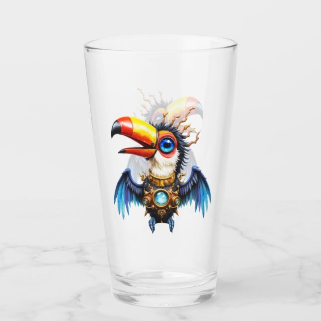 Moonlit Steampunk Toucan.  Glass (Front)