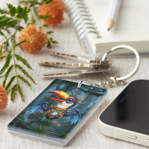 Moonlit Steampunk Toucan. Key Ring