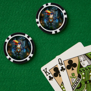 Moonlit Steampunk Toucan. Poker Chips