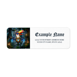 Moonlit Steampunk Toucan Return Address Label