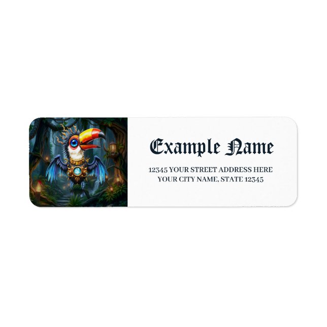 Moonlit Steampunk Toucan Return Address Label (Front)