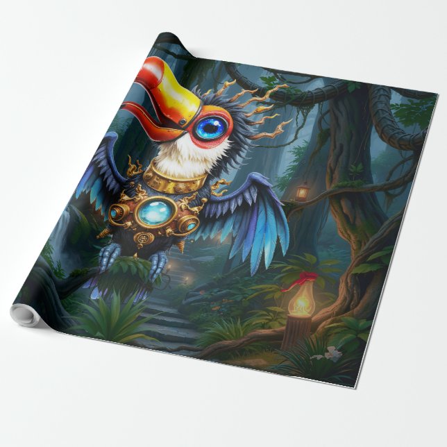 Moonlit Steampunk Toucan.  Wrapping Paper (Unrolled)