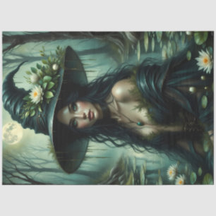 Moonlit Swamp Witch with Water Lilies and Enchant Tissue Paper