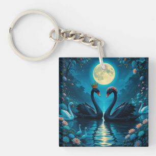 🦢 Moonlit Swan Elegance Night Charm 🦢 Key Ring