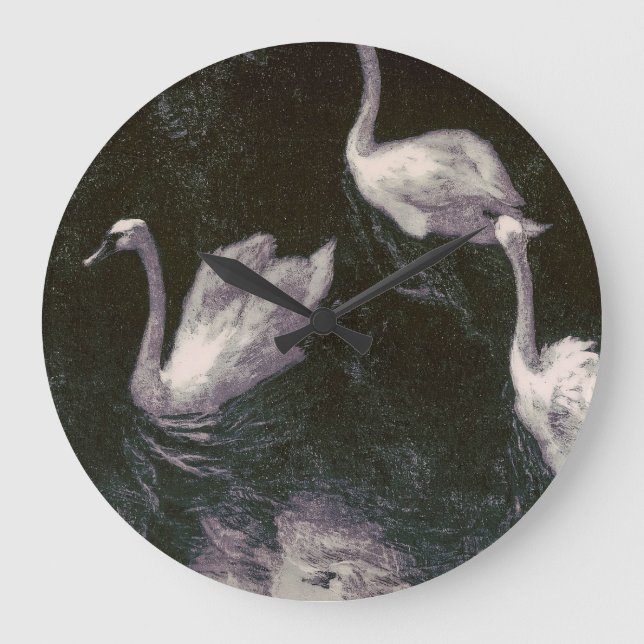 Moonlit Swan Lake Large Clock (Front)