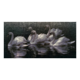 Moonlit Swan Lake Poster
