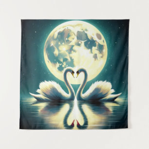 Moonlit Swan Serenade Tapestry