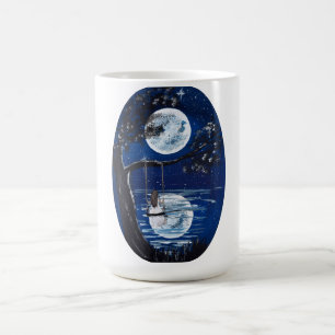Moonlit Swing by the Lake-handmade artwork  Coffee Mug