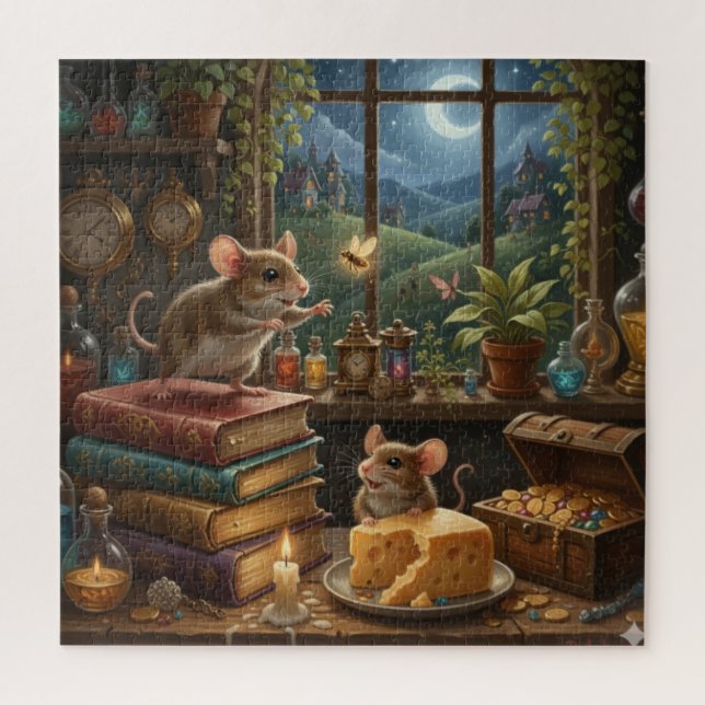 Moonlit Tales and Mouse Whispers Jigsaw Puzzle (Vertical)