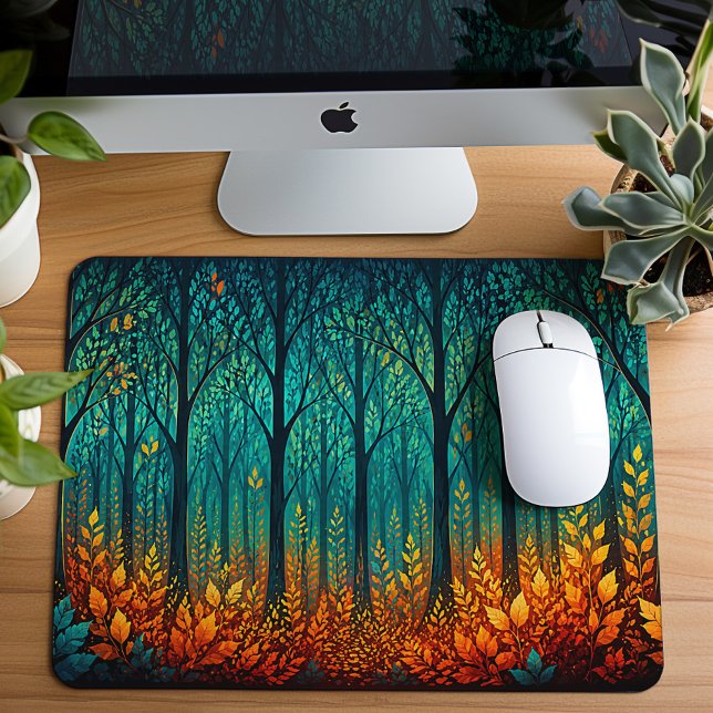 Moonlit Teal Forest Fantasy Art Mouse Pad (Creator Uploaded)
