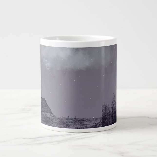 Moonlit Thatched Cottage Fantasy Night Sky Mug (Front)