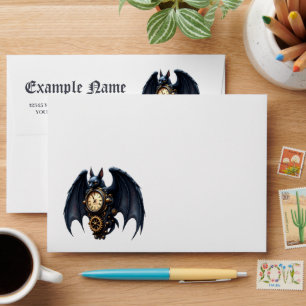 Moonlit Timekeeper – Steampunk Bat Envelope