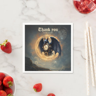 Moonlit Timekeeper – Steampunk Bat  Napkin