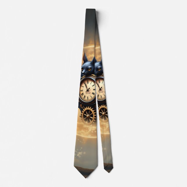Moonlit Timekeeper – Steampunk Bat  Tie (Front)