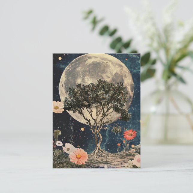 Moonlit Tree & Blossoms Postcard (Standing Front)