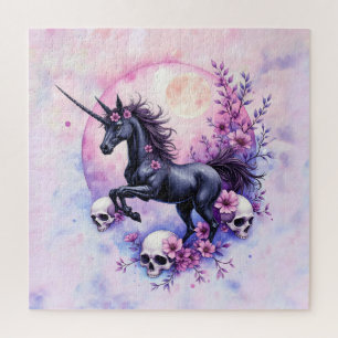 Moonlit Unicorn Among Forgotten Roses, Jigsaw Puzzle