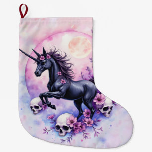 Moonlit Unicorn Among Forgotten Roses, Large Christmas Stocking