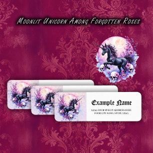 Moonlit Unicorn Among Forgotten Roses Return Address Label