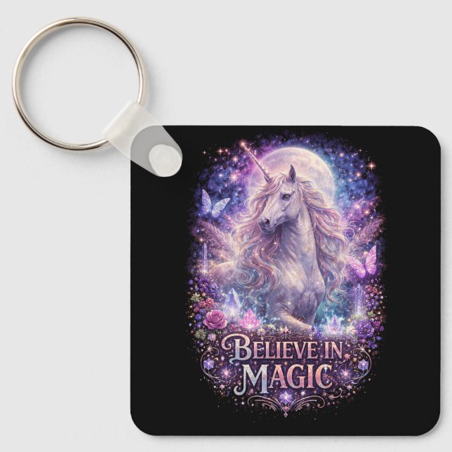 Moonlit Unicorn Dreams Key Ring (Front)