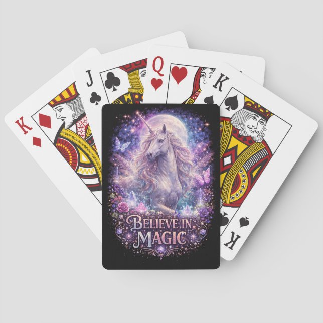 Moonlit Unicorn Dreams Playing Cards (Back)