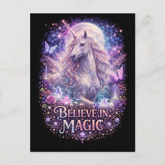 Moonlit Unicorn Dreams Postcard (Front)