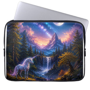 Moonlit Unicorn Fantasy Landscape Laptop Sleeve