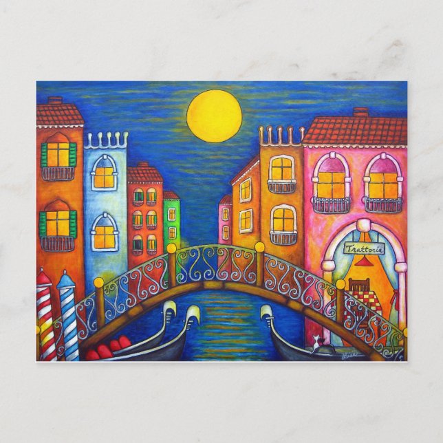Moonlit Venice Post Card By Lisa Lorenz (Front)