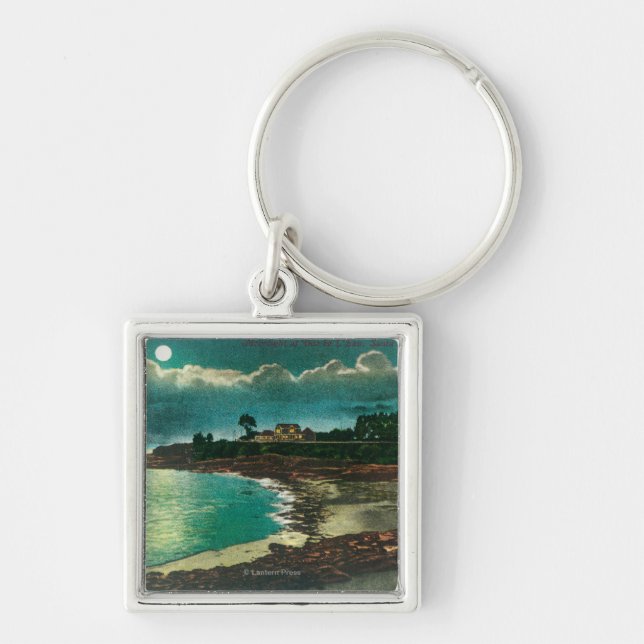 Moonlit view of the Vue de l'EauSanta Cruz, CA Key Ring (Front)