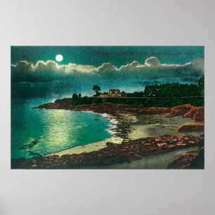 Moonlit view of the Vue de l'EauSanta Cruz, CA Poster
