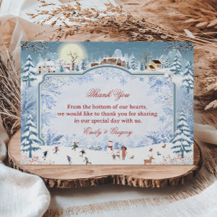 Moonlit Village Celebrates Winter Thank You Card