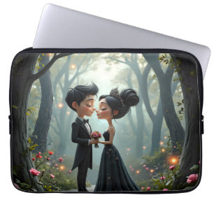 Moonlit Vows – A Cute Gothic Wedding Moment.  Laptop Sleeve