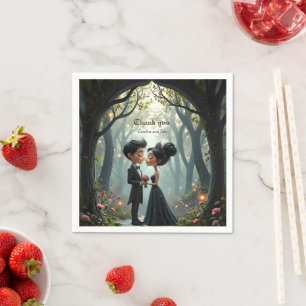 Moonlit Vows – A Cute Gothic Wedding Moment. Napkin