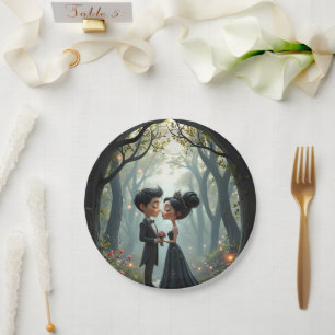 Moonlit Vows – A Cute Gothic Wedding Moment. Paper Plate